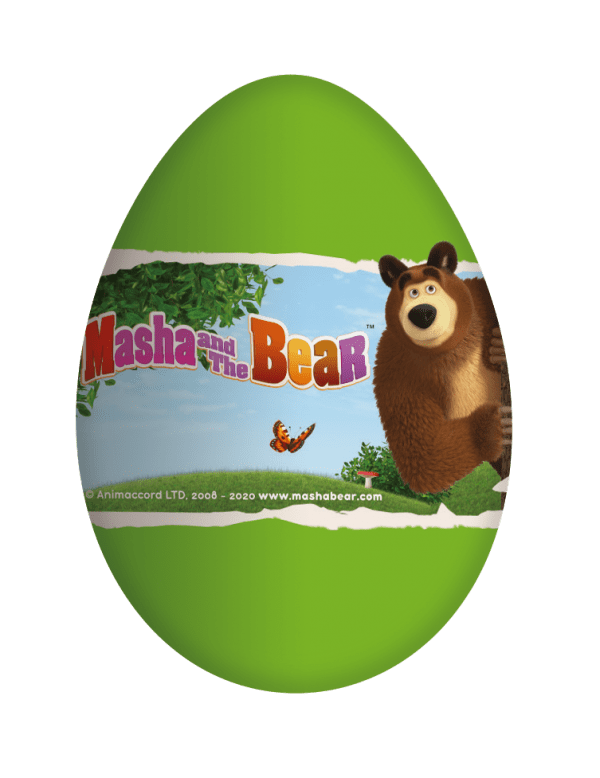 Czekoladowe jajko niespodzianka 20g Masza i niedźwiedź karton 24 sztuki