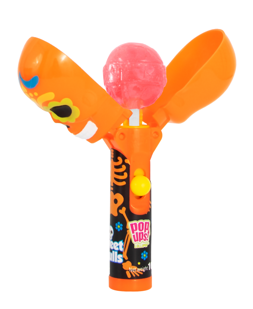 Pop Ups Lollipop Sweet Skulls Wysuwany Lizak-Zabawka na Halloween Karton 12 Sztuk