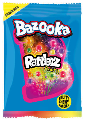 Bazooka Rattlerz Fruity Owocowe Cukierki Do Żucia Bazooka Candy Mega Paka 120g