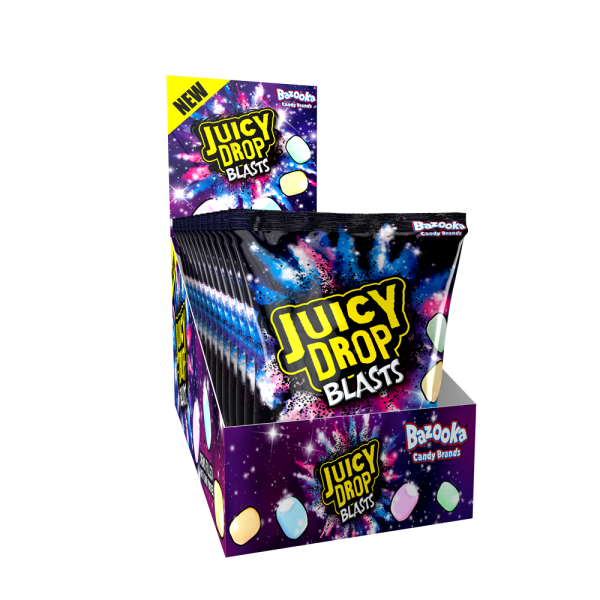 Juicy Drop Blasts kwaśne cukierki Bazooka Candy Mega Paka 120g