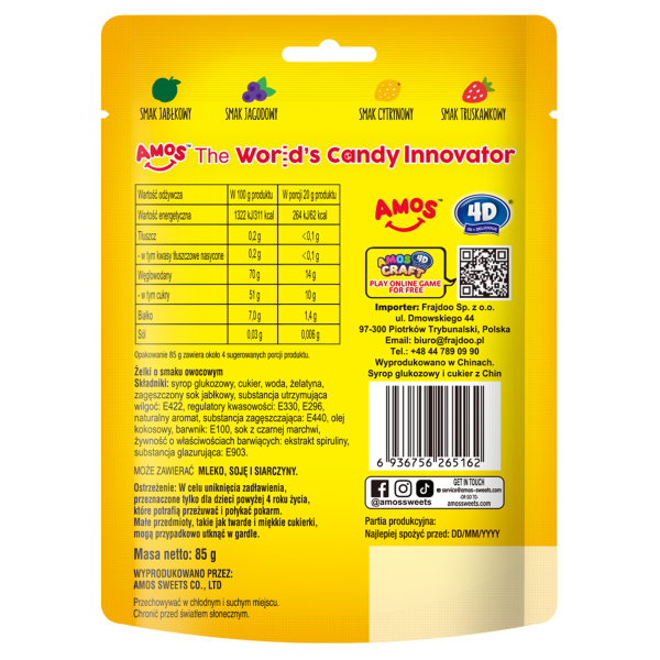 Amos Żelki Literki 4D Gummy Letters 85g