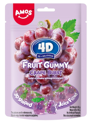 Amos Żelki Truskawki 4D Fruit Gummy Strawberry Burst 65g