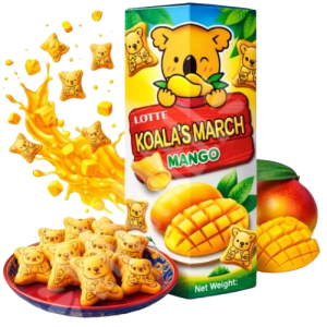Lotte Koala's March Mango Mini Ciasteczka Z Nadzieniem O Smaku Mango 37g